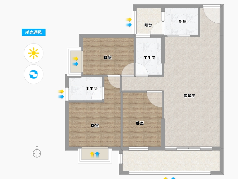 广东省-阳江市-富地泷湾-88.19-户型库-采光通风