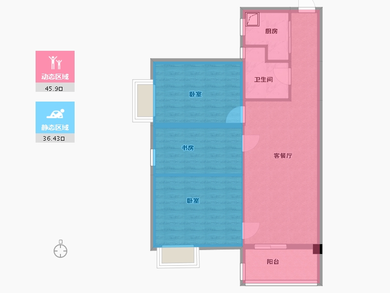 湖北省-武汉市-九坤新城壹号御府-73.53-户型库-动静分区