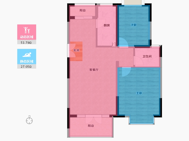 湖南省-长沙市-中国铁建山语城-72.66-户型库-动静分区