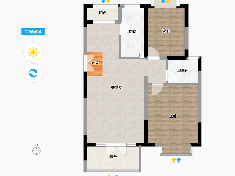 湖南省-长沙市-中国铁建山语城-72.66-户型库-采光通风