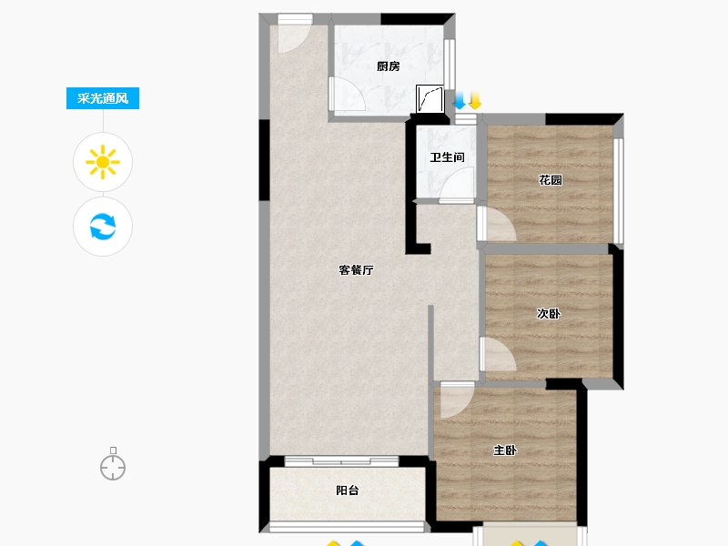 广东省-惠州市-锦地繁花五期-72.85-户型库-采光通风