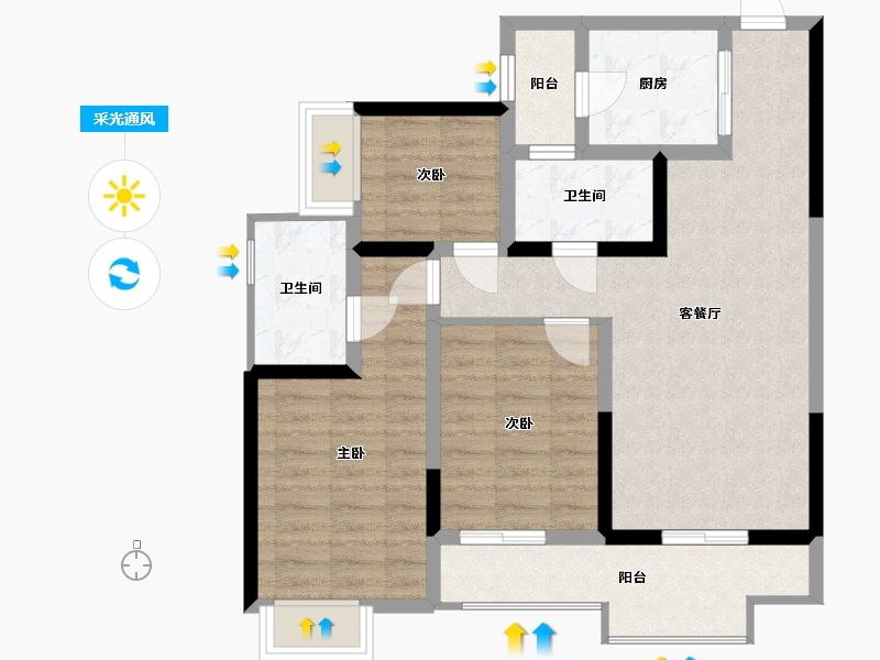 四川省-成都市-凯德卓锦万黛-81.07-户型库-采光通风