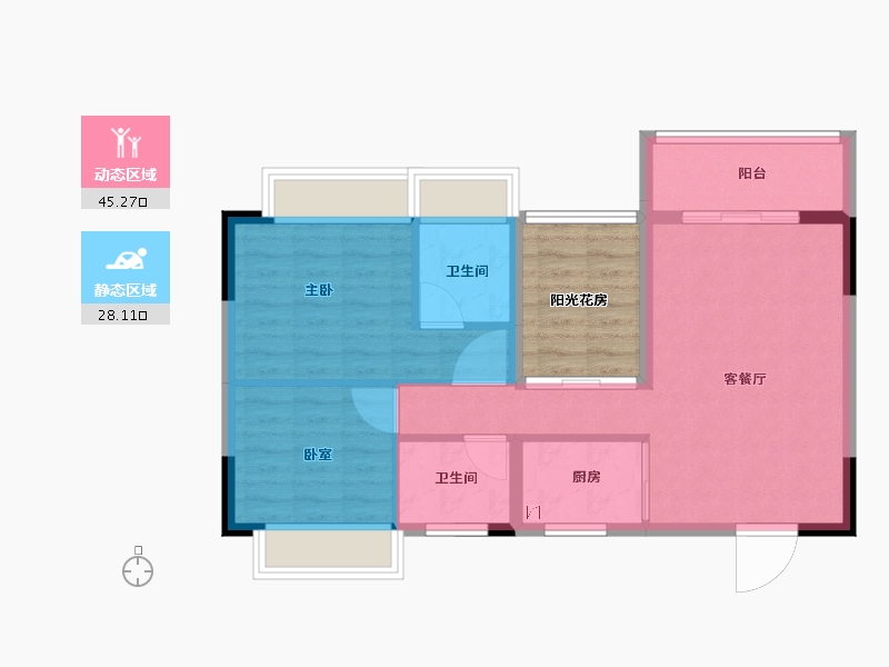 广东省-珠海市-藤业·翠湾-73.00-户型库-动静分区