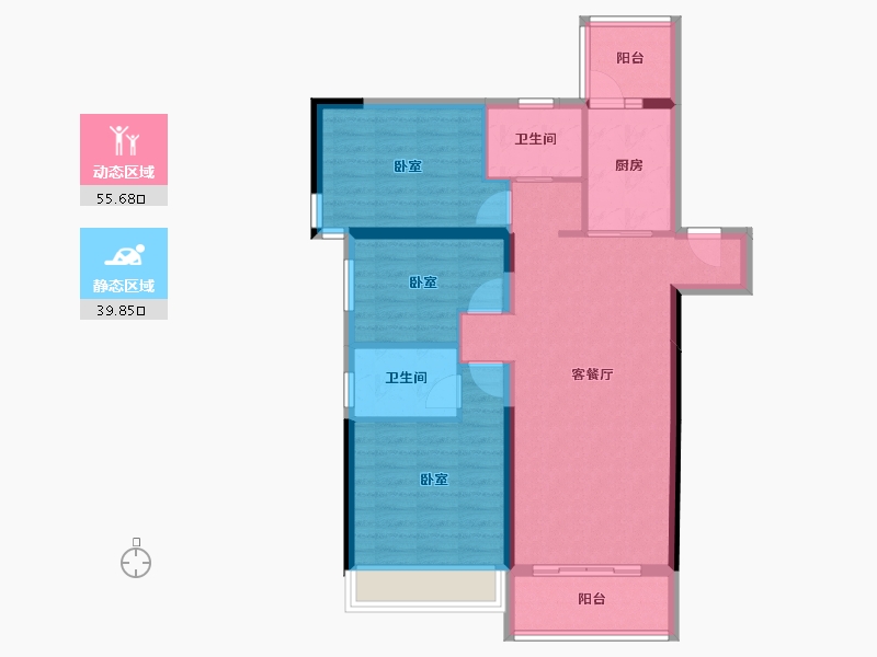 广东省-惠州市-碧桂园逸泉山庄-85.38-户型库-动静分区