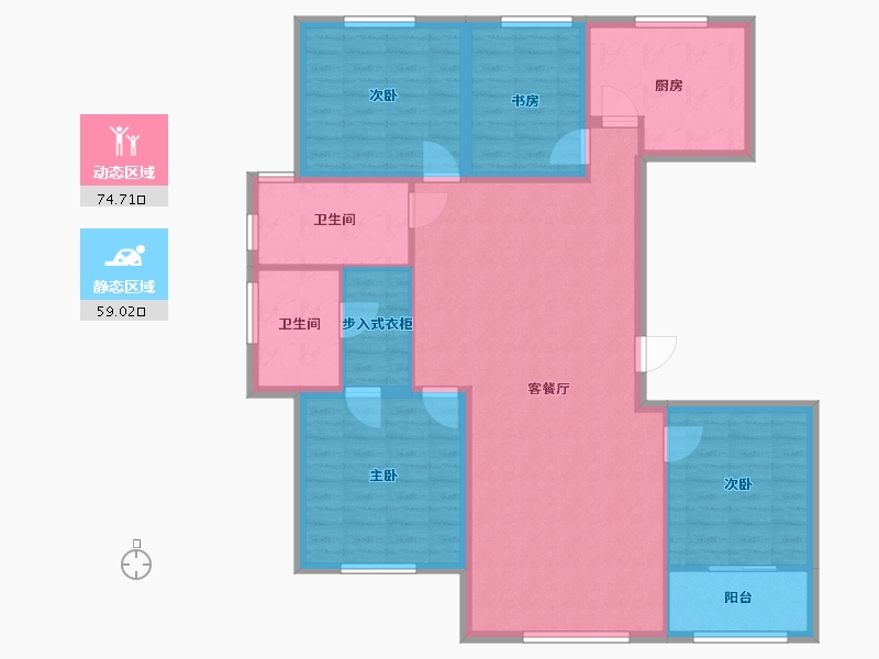 山东省-潍坊市-歌尔绿城桃园里-121.00-户型库-动静分区