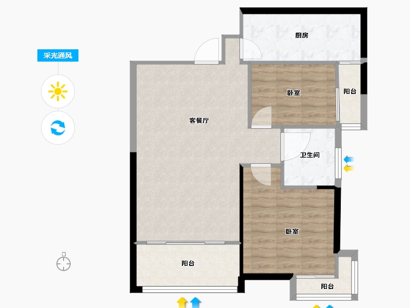 湖南省-常德市-房聚明德郡-76.14-户型库-采光通风