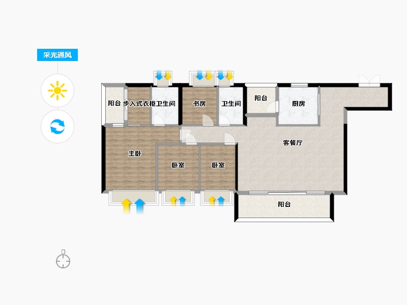 广东省-深圳市-华润城润玺一期-130.25-户型库-采光通风