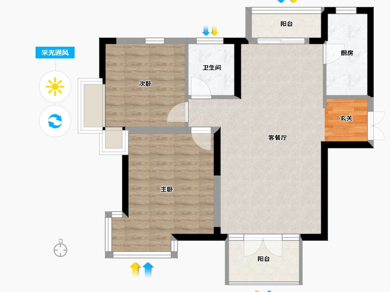 湖南省-长沙市-中国铁建山语城-75.38-户型库-采光通风