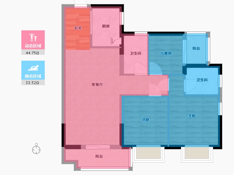 广东省-惠州市-融创玖樟台-69.25-户型库-动静分区