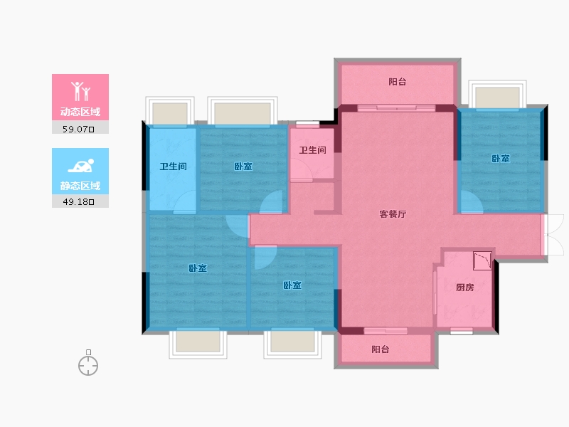 广东省-广州市-阳山碧桂园-96.84-户型库-动静分区