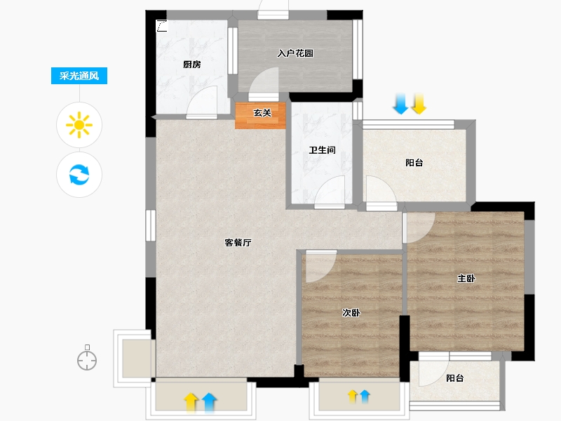 湖南省-长沙市-中国铁建山语城-68.06-户型库-采光通风