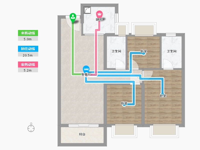 湖北省-武汉市-建发金茂玺悦-74.00-户型库-动静线