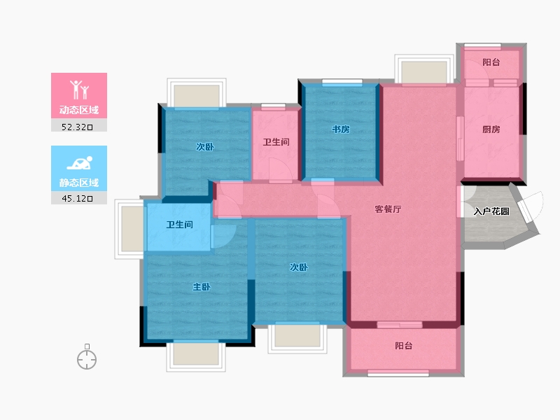 广东省-江门市-滨江和院-89.41-户型库-动静分区