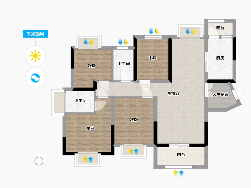 广东省-江门市-滨江和院-89.41-户型库-采光通风