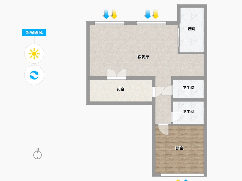 湖北省-武汉市-保利和光晨樾-71.86-户型库-采光通风