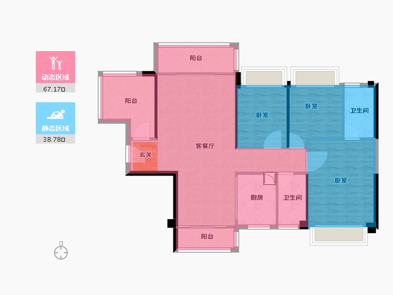 广东省-广州市-碧桂园凤凰湾-96.58-户型库-动静分区