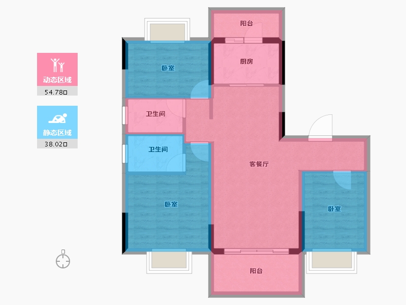 广东省-广州市-阳山碧桂园-82.96-户型库-动静分区