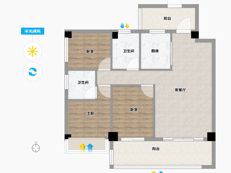 广东省-佛山市-狮山锦绣半岛-86.00-户型库-采光通风