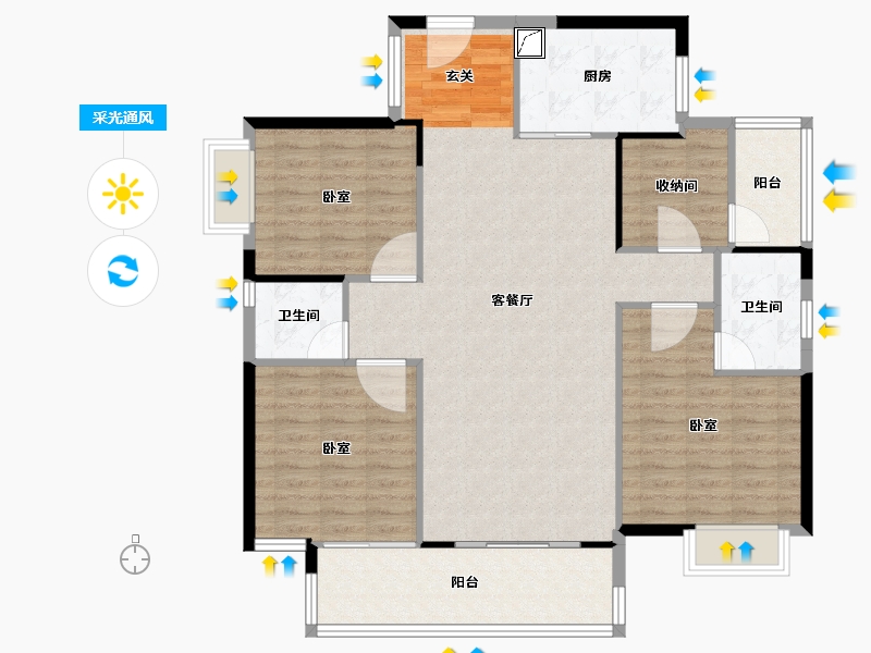 广东省-阳江市-保利中央公馆-115.24-户型库-采光通风