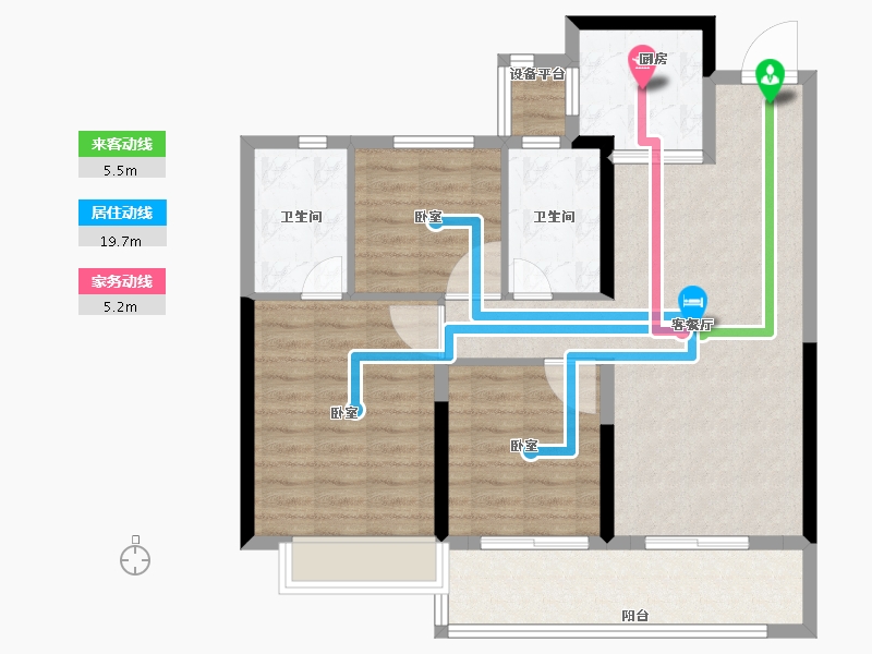 湖南省-长沙市-东原麓印长江-88.00-户型库-动静线