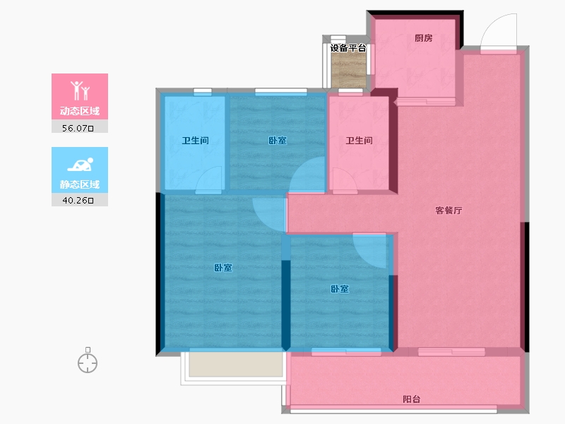 湖南省-长沙市-东原麓印长江-88.00-户型库-动静分区