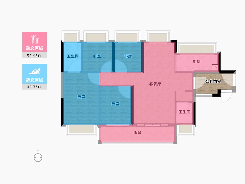 广东省-广州市-碧桂园玺悦-89.89-户型库-动静分区