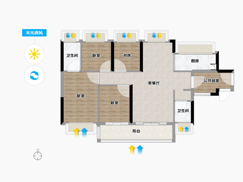 广东省-广州市-碧桂园玺悦-89.89-户型库-采光通风