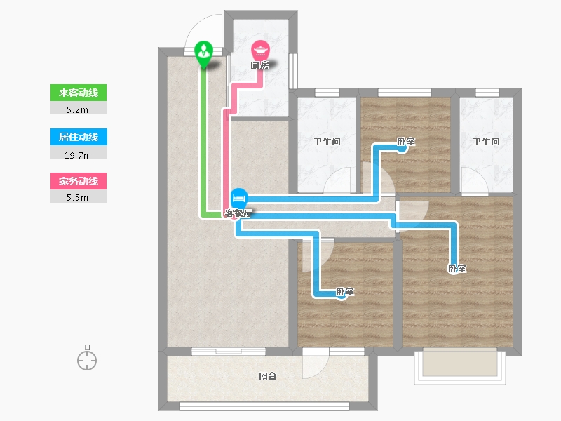 湖南省-长沙市-东原麓印长江-84.00-户型库-动静线