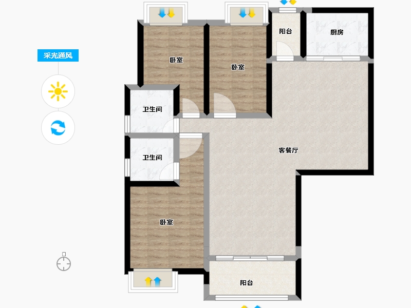 湖南省-常德市-房聚明德郡-104.09-户型库-采光通风