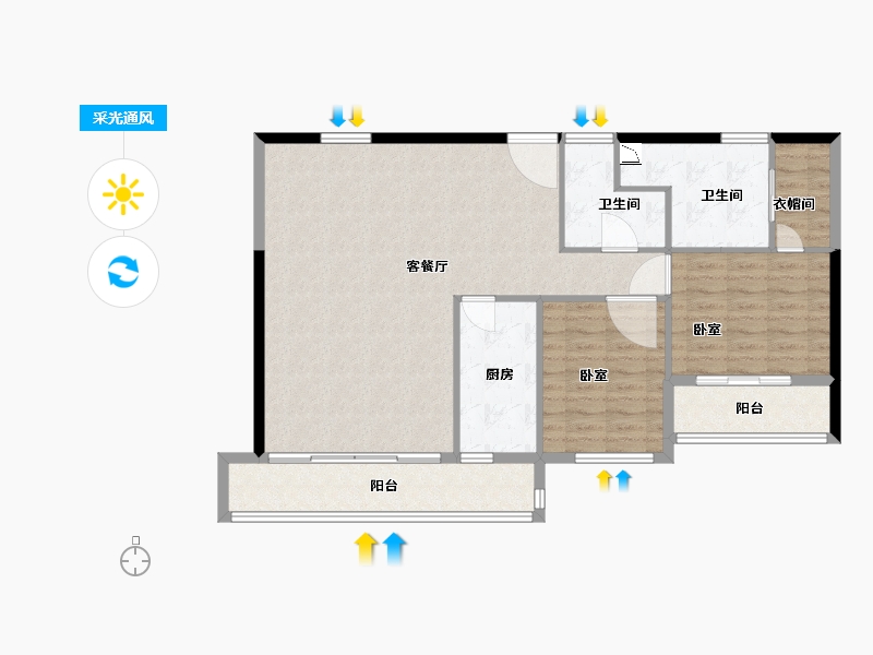 广东省-深圳市-华侨城新天鹅堡-105.00-户型库-采光通风