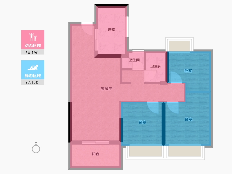 湖北省-武汉市-保利和光晨樾-68.28-户型库-动静分区