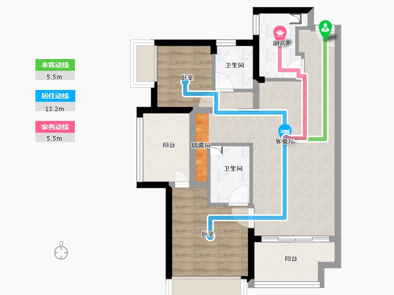 广东省-深圳市-卓越弥敦道-64.18-户型库-动静线