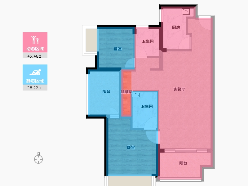 广东省-深圳市-卓越弥敦道-64.18-户型库-动静分区