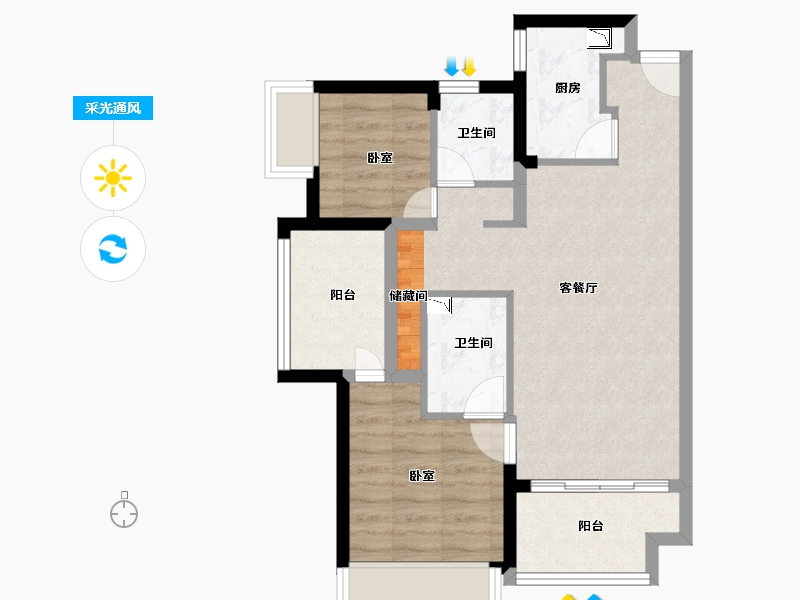 广东省-深圳市-卓越弥敦道-64.18-户型库-采光通风