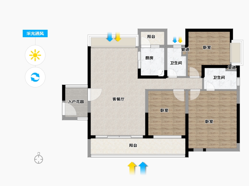 广东省-韶关市-碧桂园新城之光-109.11-户型库-采光通风