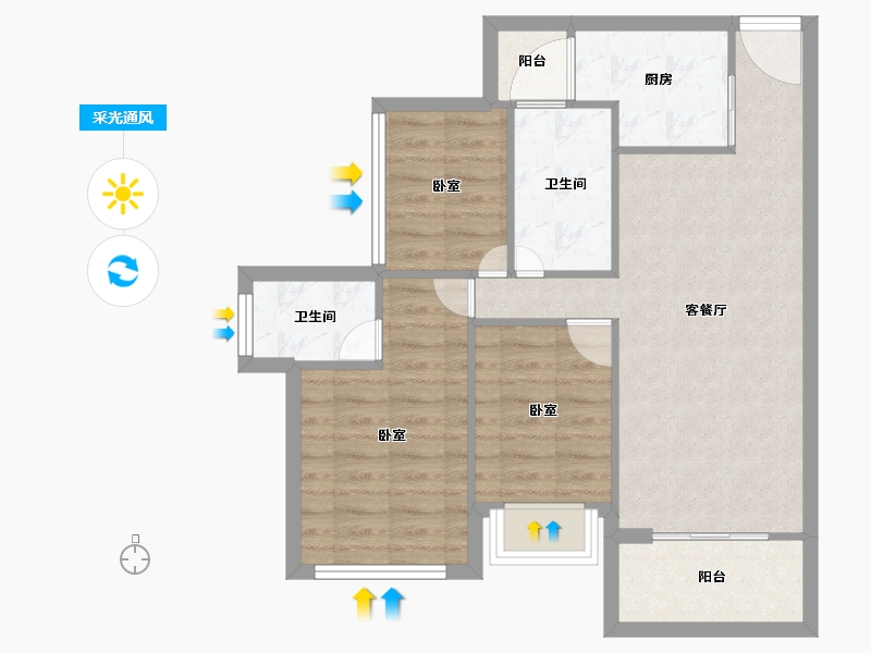 广东省-广州市-佛山龙光玖誉府-72.01-户型库-采光通风