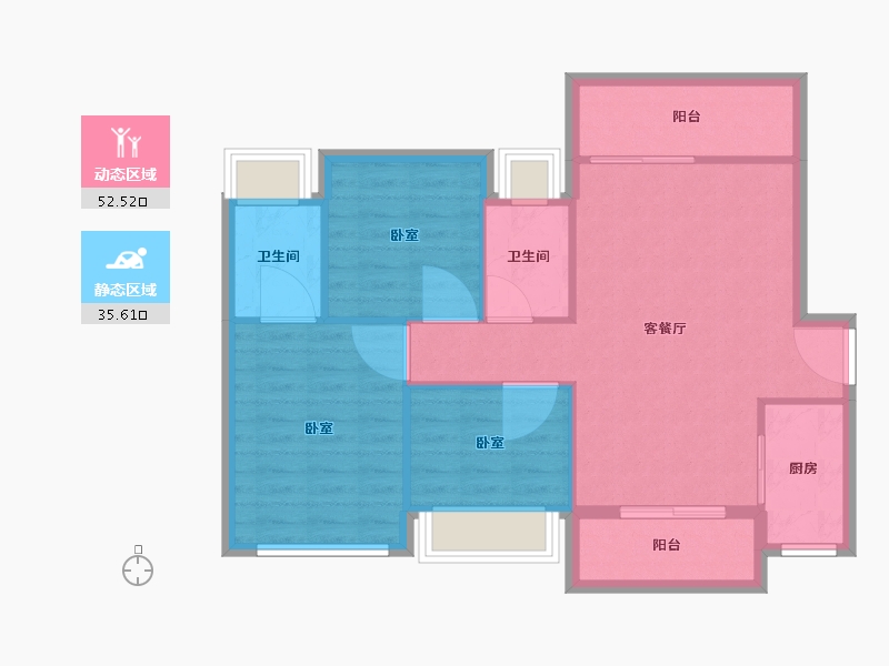 广东省-广州市-佛山龙光玖誉府-80.01-户型库-动静分区