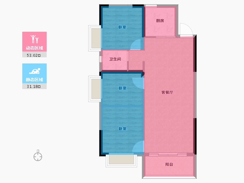 湖南省-郴州市-东升丹桂园-76.61-户型库-动静分区