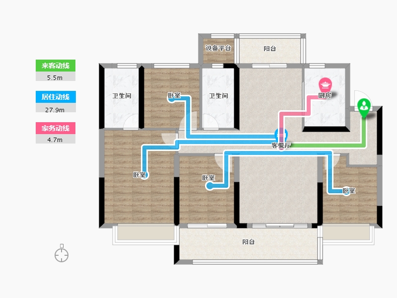 湖南省-长沙市-东原麓印长江-118.20-户型库-动静线