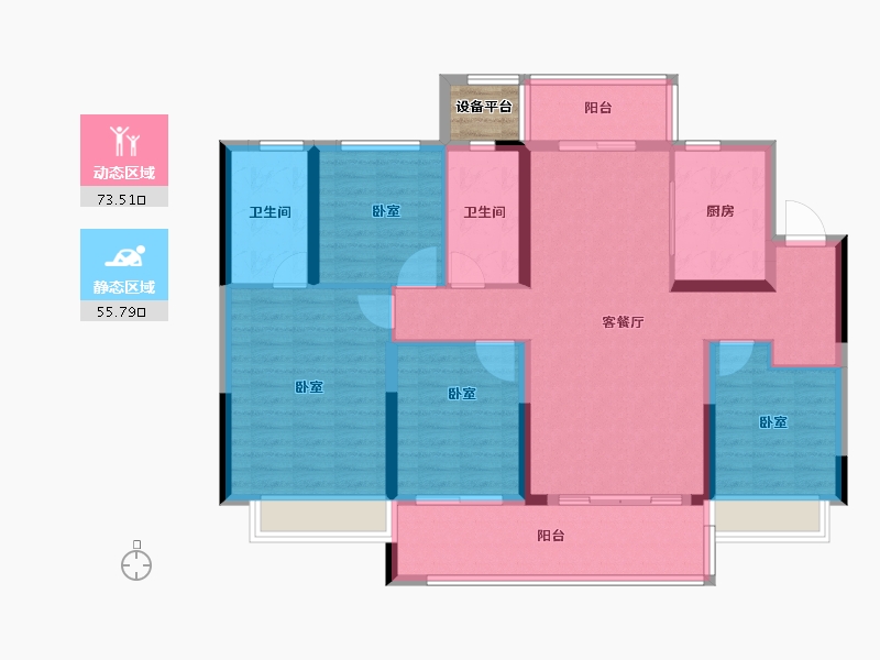 湖南省-长沙市-东原麓印长江-118.20-户型库-动静分区