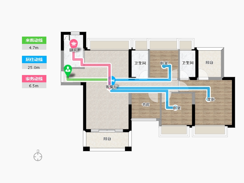 湖南省-郴州市-畔山花园-94.93-户型库-动静线