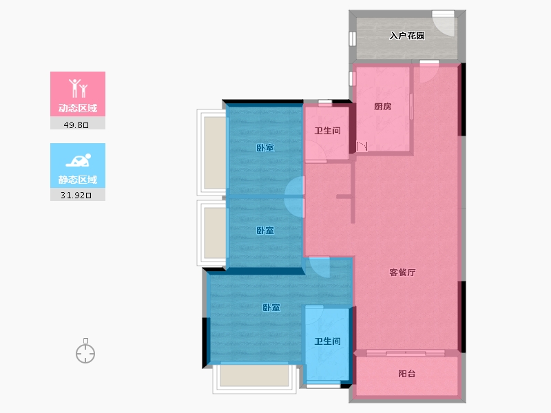 广东省-广州市-碧桂园玺悦-77.97-户型库-动静分区