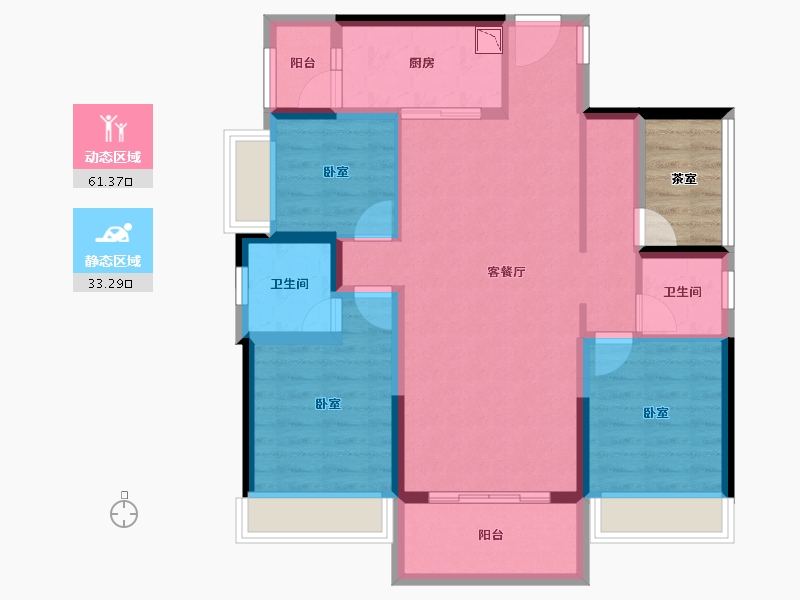 广东省-广州市-碧桂园云璟-88.41-户型库-动静分区