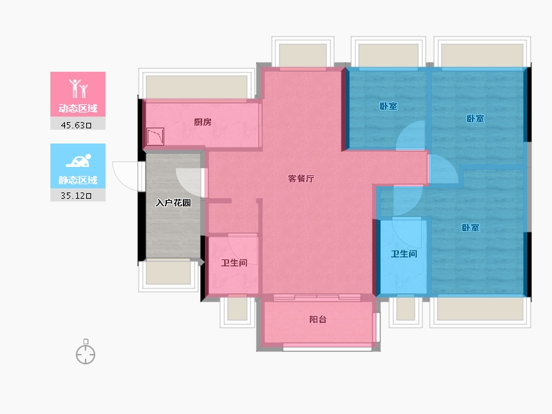 广东省-广州市-碧桂园玺悦-78.01-户型库-动静分区