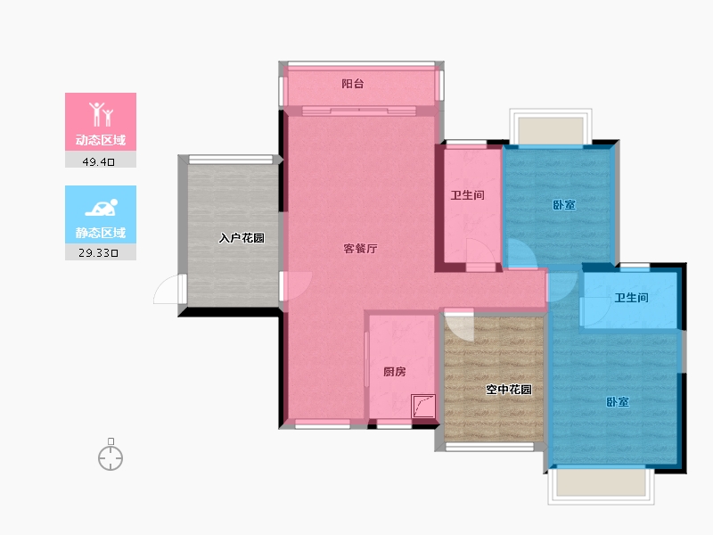 广东省-惠州市-碧桂园龙海壹号-88.81-户型库-动静分区