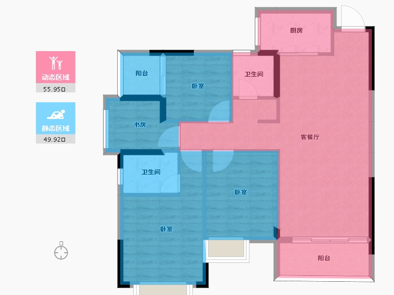 湖南省-郴州市-东升丹桂园-95.66-户型库-动静分区