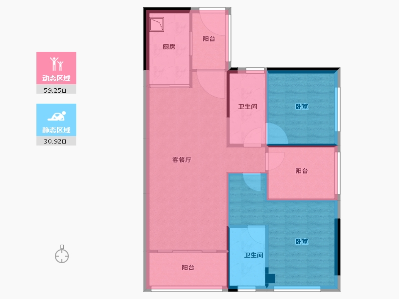 广东省-广州市-碧桂园凤凰湾-81.75-户型库-动静分区