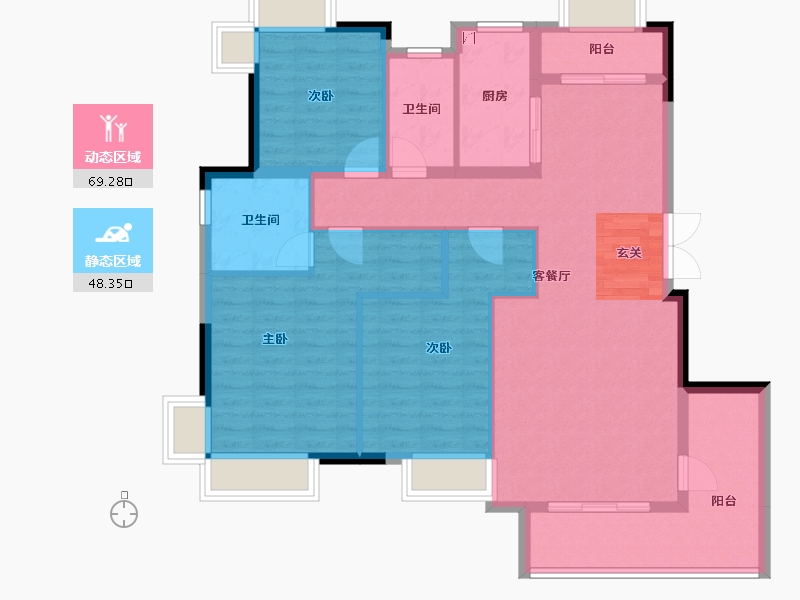 湖南省-长沙市-中国铁建山语城-106.38-户型库-动静分区