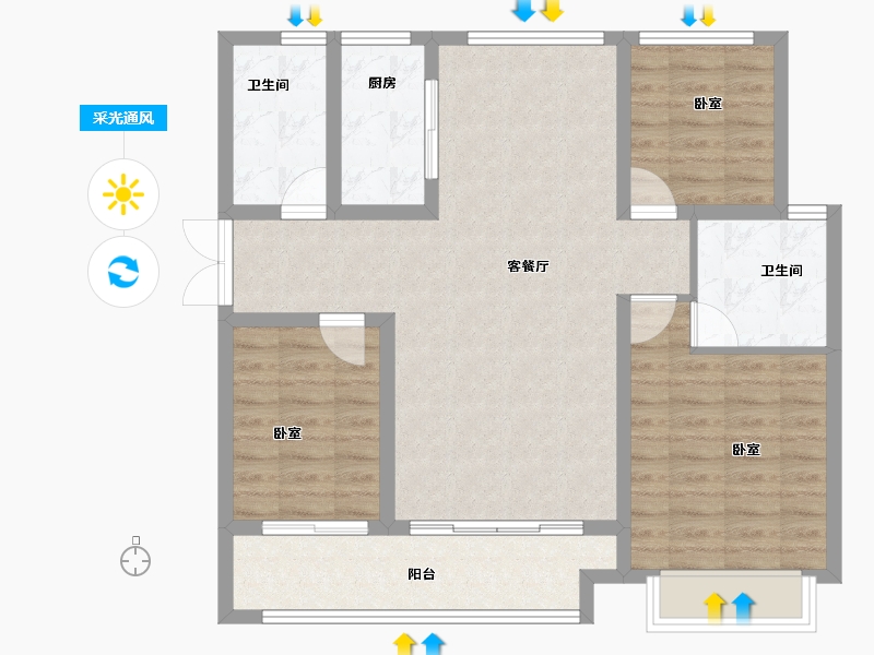 山东省-泰安市-鲁投天赋青云-90.02-户型库-采光通风