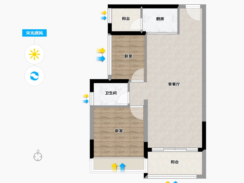 湖南省-常德市-诚信·枫林逸景-67.95-户型库-采光通风